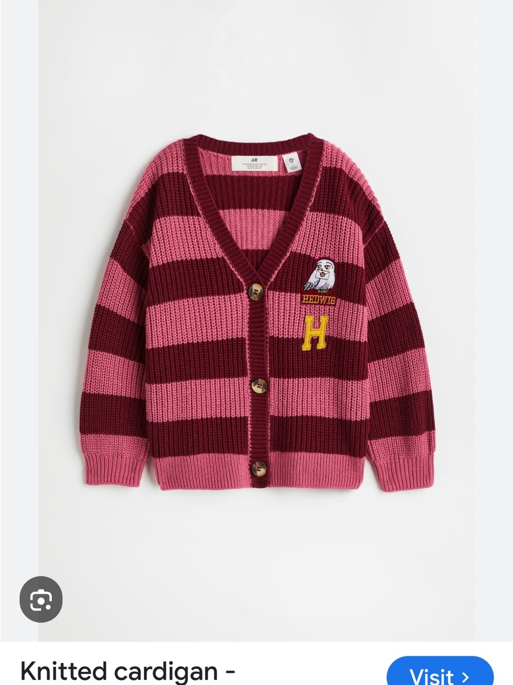 H&M Harry Potter Striped Knit Cardigan - Pink & Burgundy